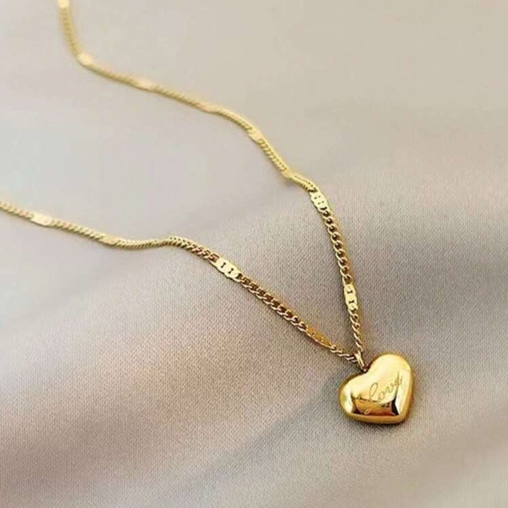 Gold Plated Stainless Steel “Love” Heart Pendant Necklace | Tarnish Resistent